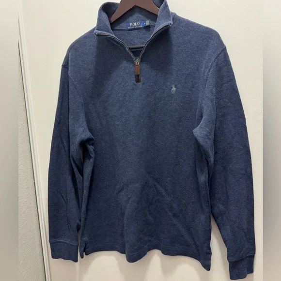 Polo Ralph Lauren Men’s 1/4 Zip Mock Neck Pullover Sweater Blue Size M - Picture 2 of 8
